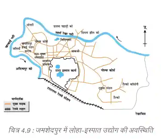 Map showing location of Tata Steel plant TISCO in Jamshedpur